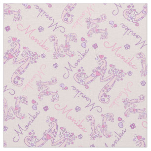 Letter M monogram personalized name Monika Fabric