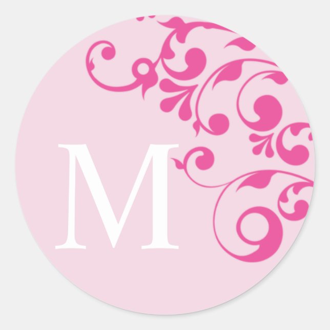 Letter M Monogram Pink Wedding Envelope Seals (Front)