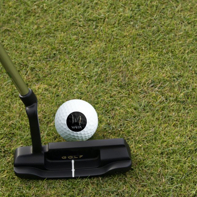 Letter M monogram red watercolor mom black Golf Balls (Creator Uploaded)