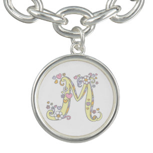 Letter M monogram whimsical charm Charm Bracelet