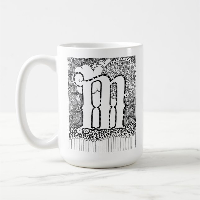 Letter M Mug, Art by Elizabeth Sampson Coffee Mug (Left)