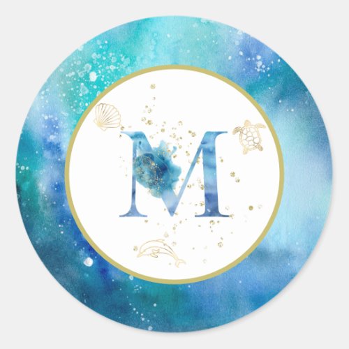   LETTER M _  Nautical Beach Envelope  Sticker