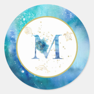 *~* LETTER M - Nautical Beach Envelope Sticker