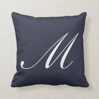 Letter M Navy Blue Monogram Pillow