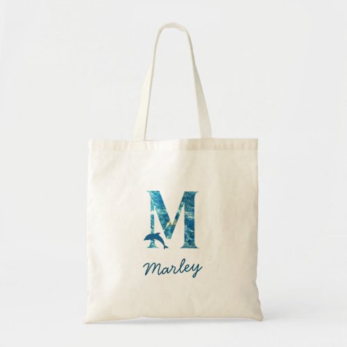 Letter M Ocean Pattern  Tote Bag