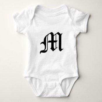 Letter M Old English Text On White Background Baby Bodysuit by TheWriteWord at Zazzle