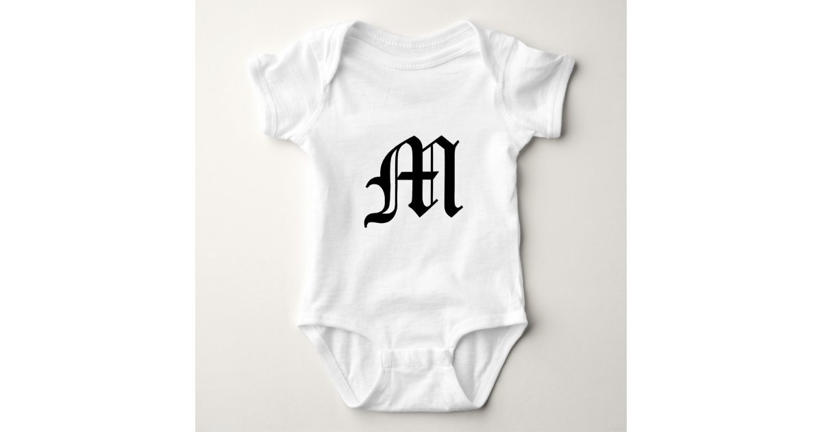 Letter M Old English Text On White Background Baby Bodysuit