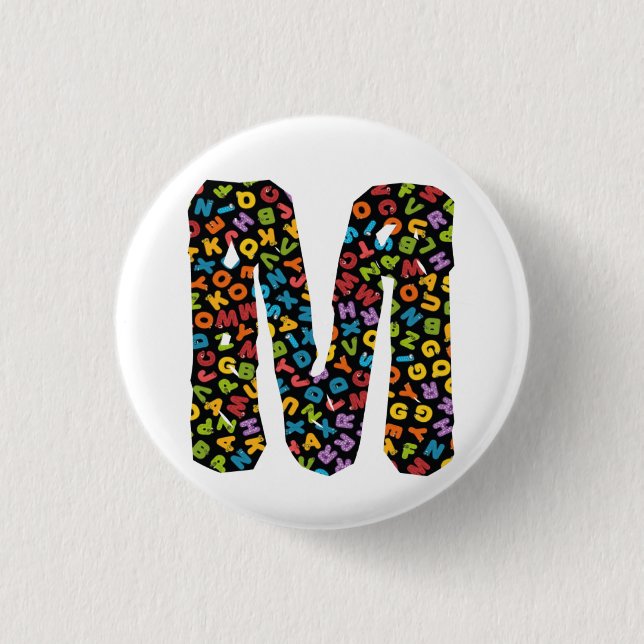 Letter M Ornamented With the Alphabet Button (Front)