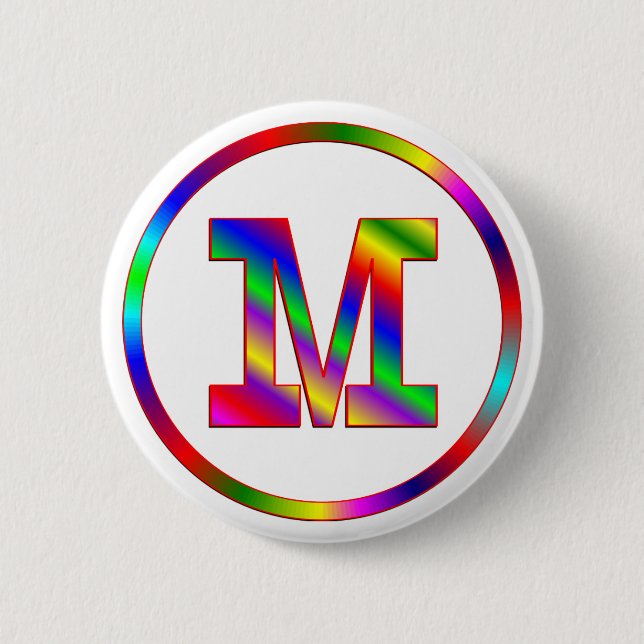 Letter M Rainbow Button (Front)
