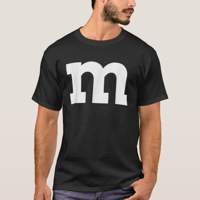 Letter M Simple Lazy Halloween Costume Group Gifts T-Shirt (Front)