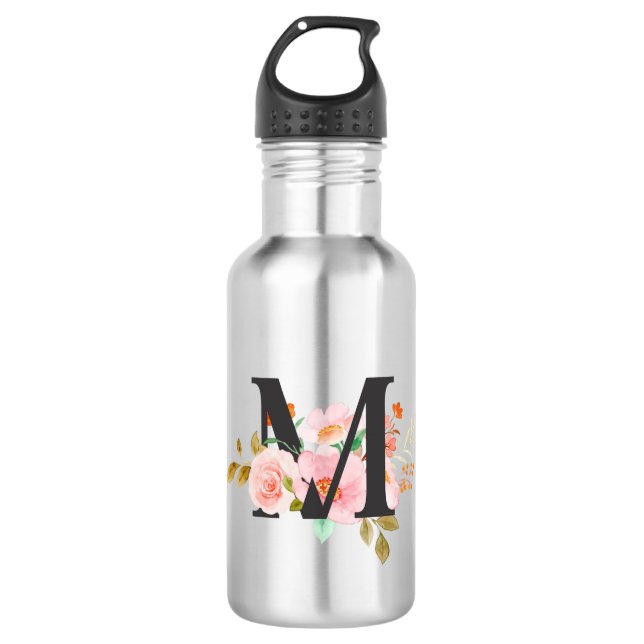 Letter M Stainless Steel Water Bottle (Front)