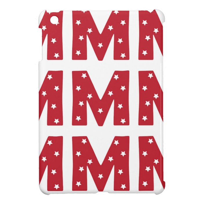 Letter M   White Stars on Dark Red Case For The iPad Mini