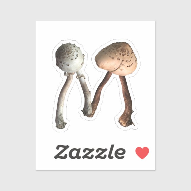 Letter M with mushrooms | Monogram Mushroom Forest Sticker (Sheet)