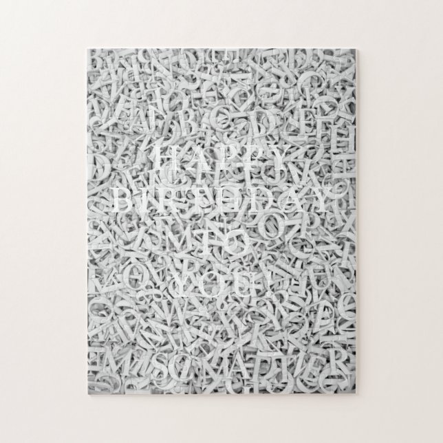 Letter Mix Chic Fun Monotone Customizable Jigsaw Puzzle (Vertical)