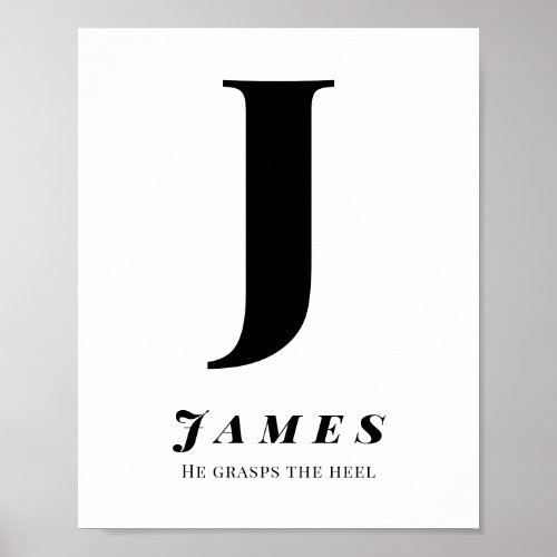 Letter Monogram Baby Name Meaning  J for James Poster