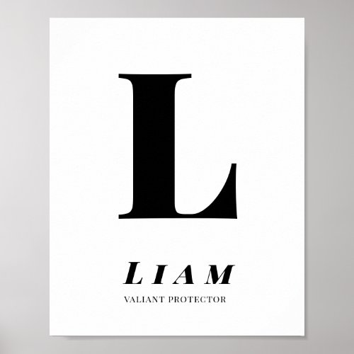 Letter Monogram Baby Name Meaning  L For Liam Poster