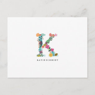 Letter Monogram Initial - K - Flat Card