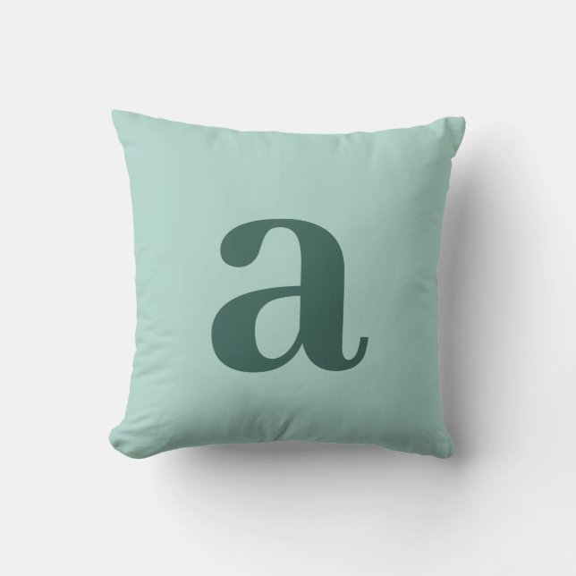 Letter Monogram Teal Blue Minimalist Throw Pillow (Front)