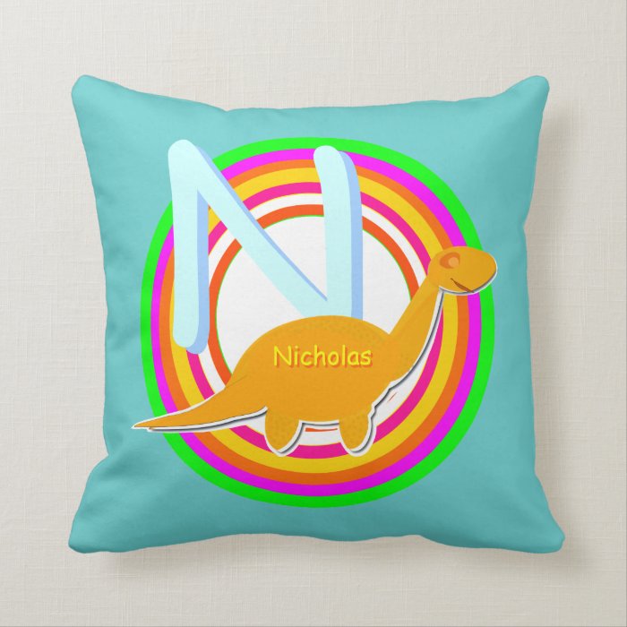 Letter N Alphabet ABC Nicholas Dinosaurs Name Pillows