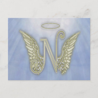 Letter N Angel Monogram Postcard