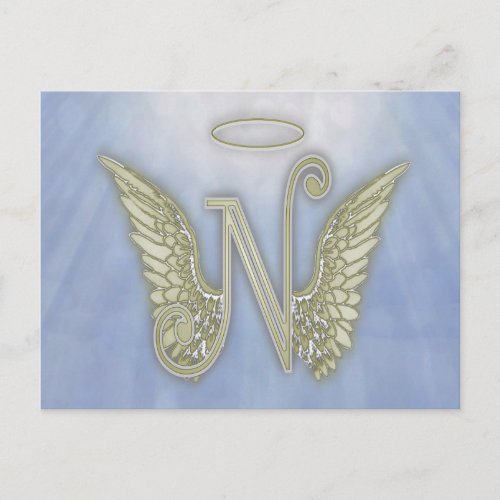 Letter N Angel Monogram Postcard