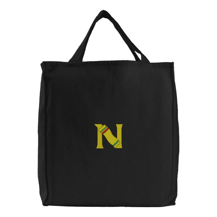 Letter N Beach Towel Monogram Embroidered Bag