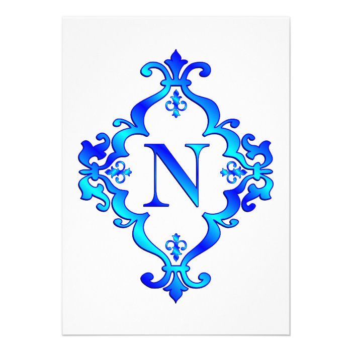 Letter N Blue Personalized Announcement