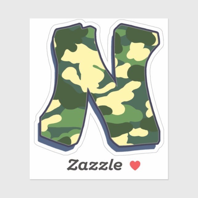 Letter N - Camo Green Sticker (Sheet)
