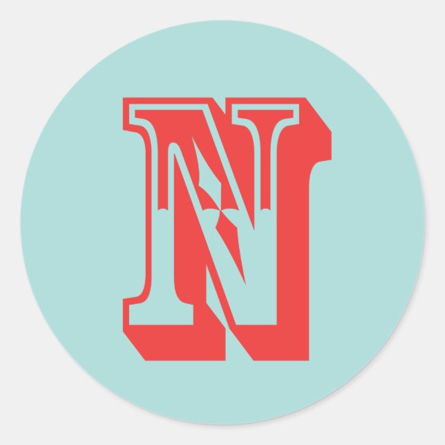 Letter N carnival style monogram initial favor Classic Round Sticker (Front)