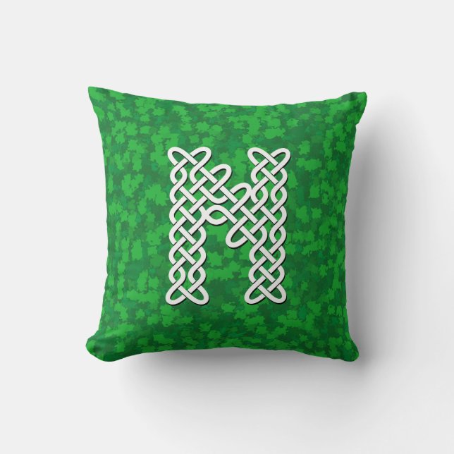 Letter N Celtic Knot Alphabet Throw Pillow (Front)