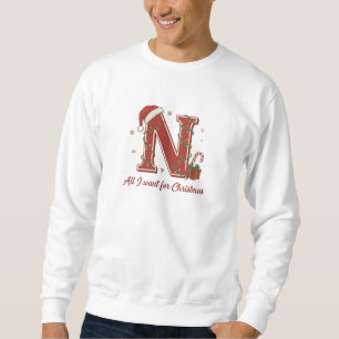 Letter N Christmas Monogram Design Sweatshirt