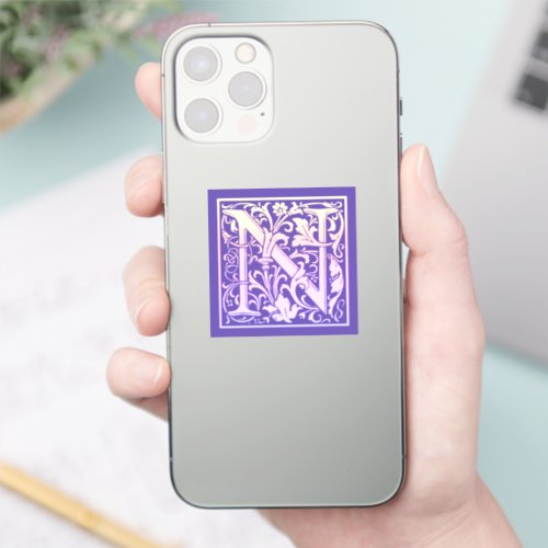 Letter N Colorful Vintage First Letter Gradient Sticker