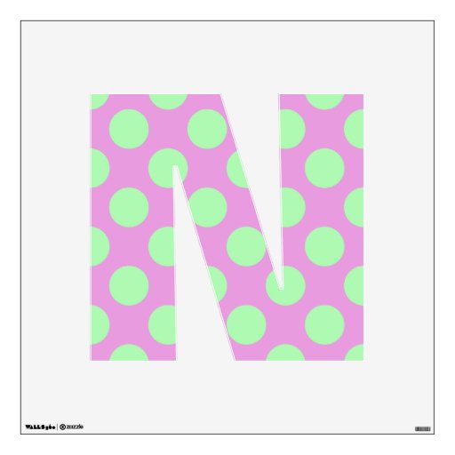 letter N cute kawaii polka dots shabby chic medium Wall Graphic | Zazzle