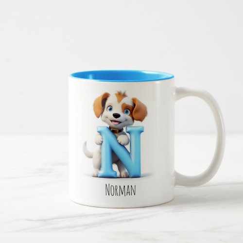Letter N Dog Alphabet Monogram Coffee Mug