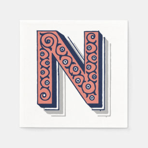 Letter "N" Elegant Embroidered Napkins