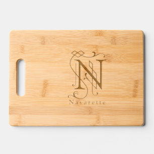 Letter N Elegant Monogram Personalized Name Engraved Cutting Board