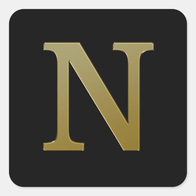 Letter N Gold Square Sticker (Front)