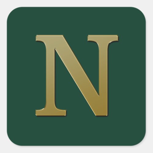 Letter N Gold Square Sticker