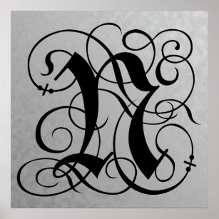 fancy calligraphy letter n