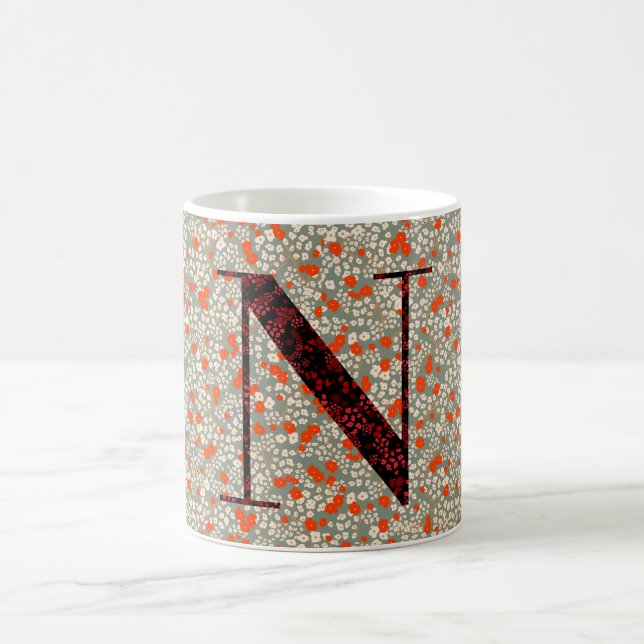 Letter N grey and red liberty Coffee Mug (Center)