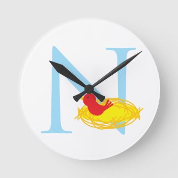Letter N Initial Clock by whupsadaisy4kids at Zazzle