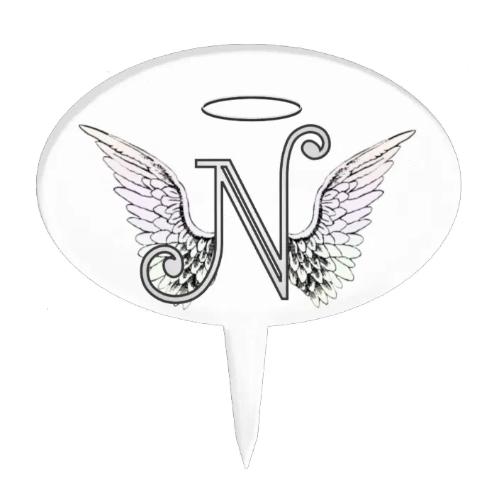 Letter N Initial Monogram With Angel Wings Halo Cake Topper Zazzle Com