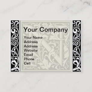 Letter N Medieval Monogram Art Nouveau Business Card