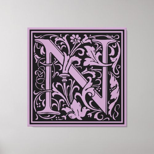 Letter N Medieval Monogram Art Nouveau Canvas Print