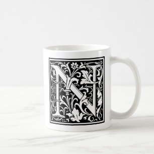 Letter N Medieval Monogram Art Nouveau Coffee Mug