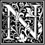 Letter N Medieval Monogram Art Nouveau Cutout<br><div class="desc">This initial N is part of a complete series of upper case William Morris inspired typography initials. The black and white lettering is highly decorative, styled after the fancy typography of the middle ages. Cute and trendy, this is a vintage chic monogram N - letter N- swirly N . Customize...</div>