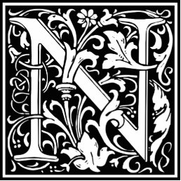 Letter N Medieval Monogram Art Nouveau Cutout