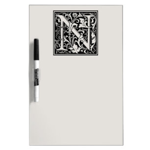 Letter N Medieval Monogram Art Nouveau Dry Erase Board