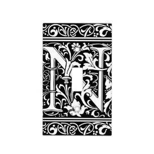 Letter N Medieval Monogram Art Nouveau Light Switch Cover