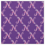 Letter N monogram decorative text custom fabric